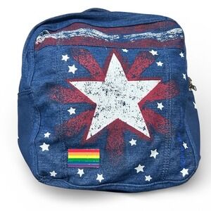 Disney Parks Americana Denim Mini Backpack Blue Stars Rainbow Flag NWT
